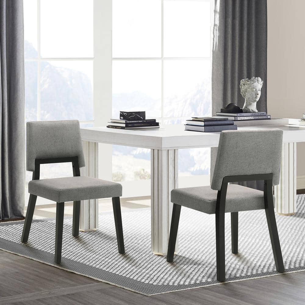 Channell Charcoal/Black Fabric Upholstered Wood Armless Dining Chair Set of