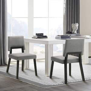 Channell Charcoal/Black Fabric Upholstered Wood Armless Dining Chair Set of 2 with Open Back