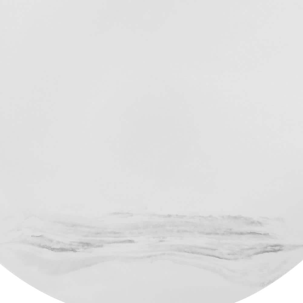 Loxley 36" Round White Marble Coffee Table with Black Metal Base