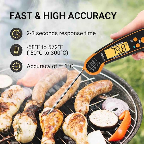 Flamen Instant Read Digital Meat Thermometer (Orange)