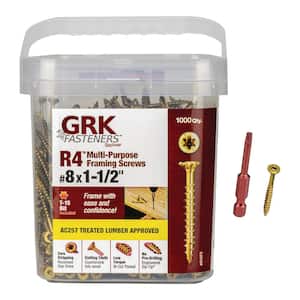 #8 x 1-1/2 in. Star Drive Bugle Round Head R4 Multipurpose Framing and Decking Screws (1,000-Pack)