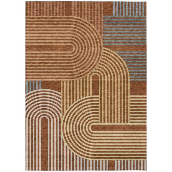 Chantille Machine Washable Indoor/Outdoor Abstract ACN2549 Paprika 10 ft. x 14 ft. Area Rug