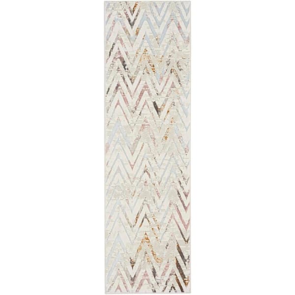 Nourison Glam Multicolor 2 ft. x 8 ft. Chevron Contemporary Kitchen Runner Area Rug