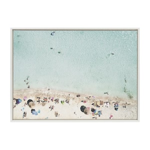 Turquoise Beach from Above 2 by Amy Peterson Framed Nature Canvas Wall Art Print 38.00 in. x 28.00 in.