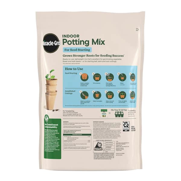 Miracle-Gro Indoor Potting Mix for Seed Starting 8 qt. Soil For Vegetable,  Flower, and Herb Seeds and Cuttings 74978890