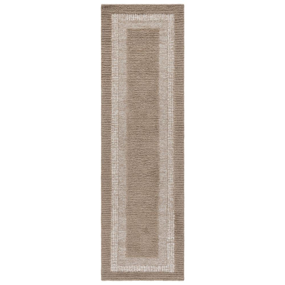 SAFAVIEH Renewal 2 ft. x 8 ft. Brown/Ivory Border Runner Rug RNW806T-28 ...