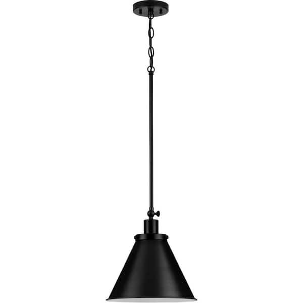 Hinton 1-Light Matte Black Industrial Pendant Light