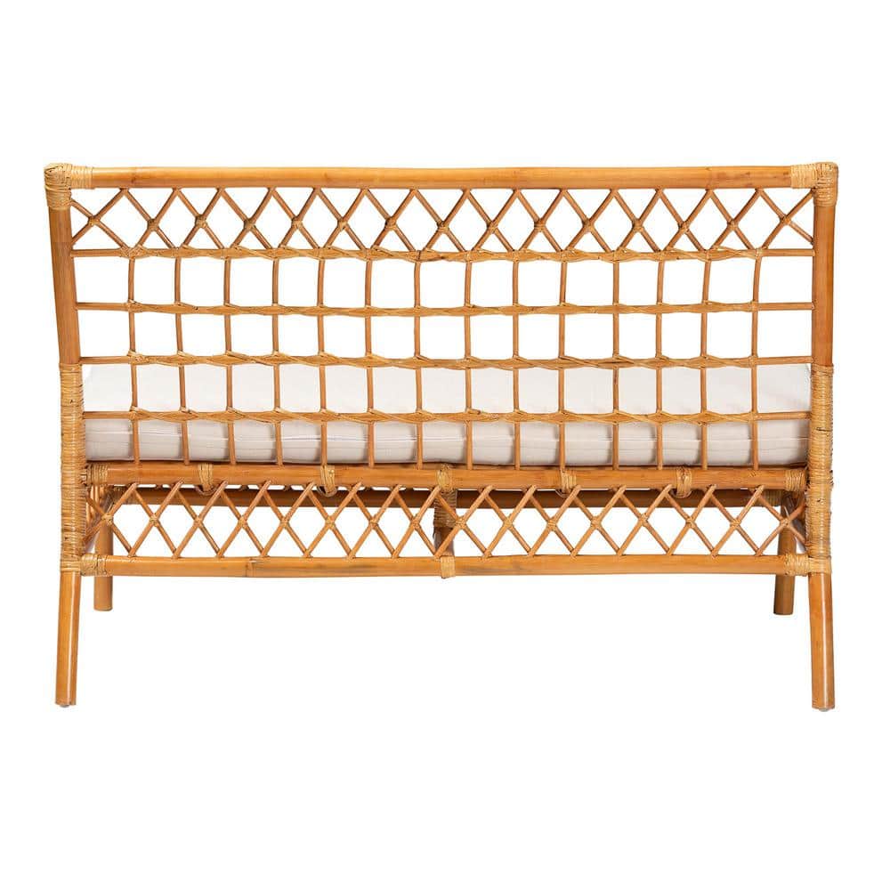 Capella Honey Rattan Bohemian Dining Bench with Cushion