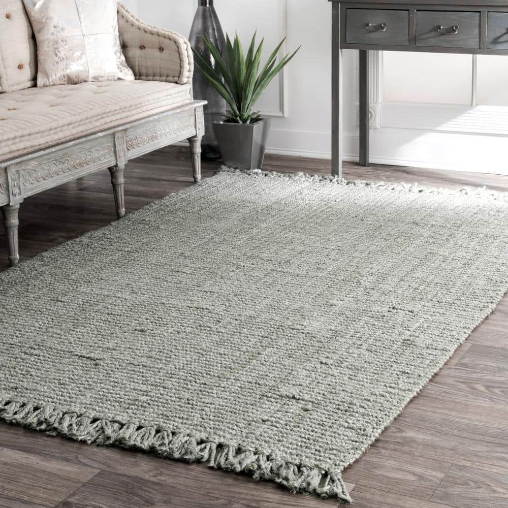 Handmade Gray Wool Braided Rectangular 5' x 7' Area Rug