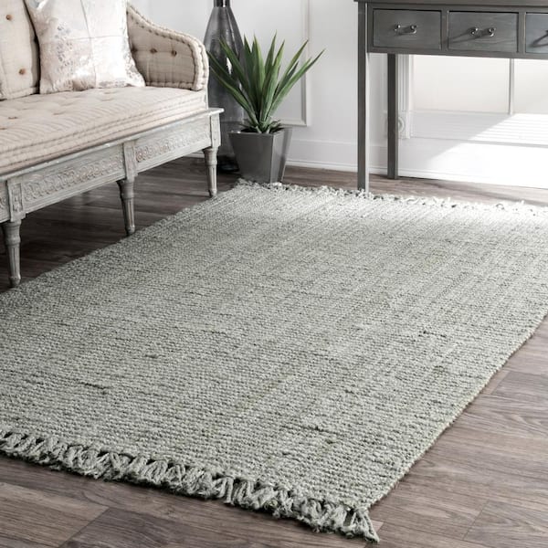 Natura Chunky Loop Jute Gray 6 ft. x 9 ft. Farmhouse Area Rug