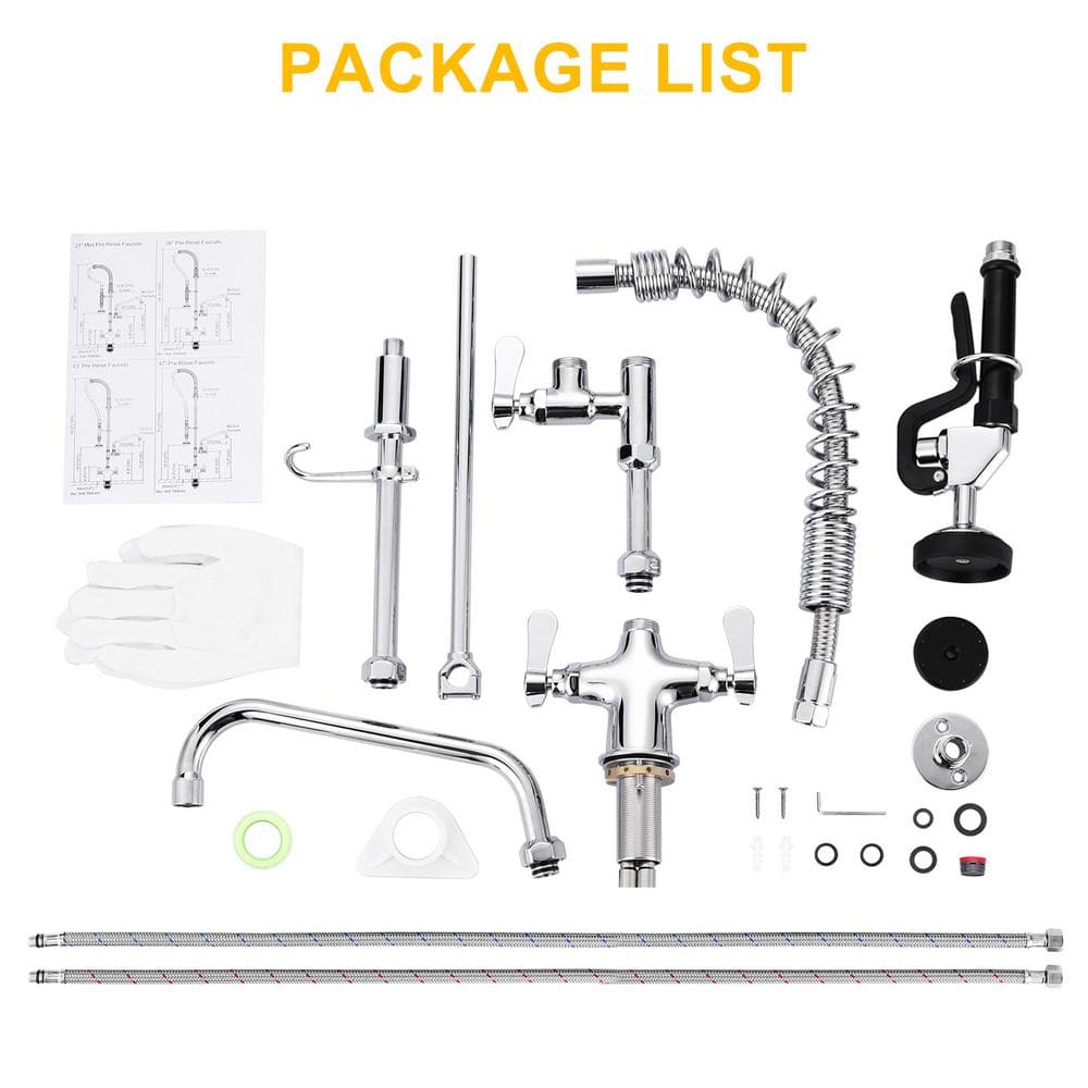 Chrome Triple Handle Pull Down Sprayer Kitchen Faucet