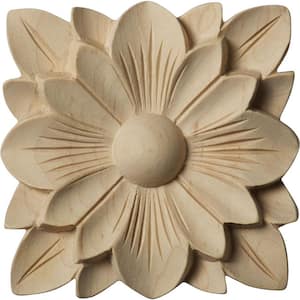 1/2 in. x 3-1/2 in. x 3-1/2 in. Unfinished Wood Maple Springtime Rosette