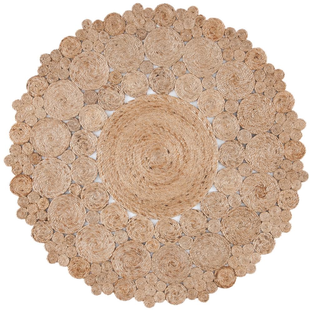 Boho Charm Hand-Knotted Natural Jute 5' Round Area Rug