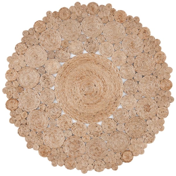 SAFAVIEH Natural Fiber Beige 7 ft. x 7 ft. Solid Color Round Area Rug