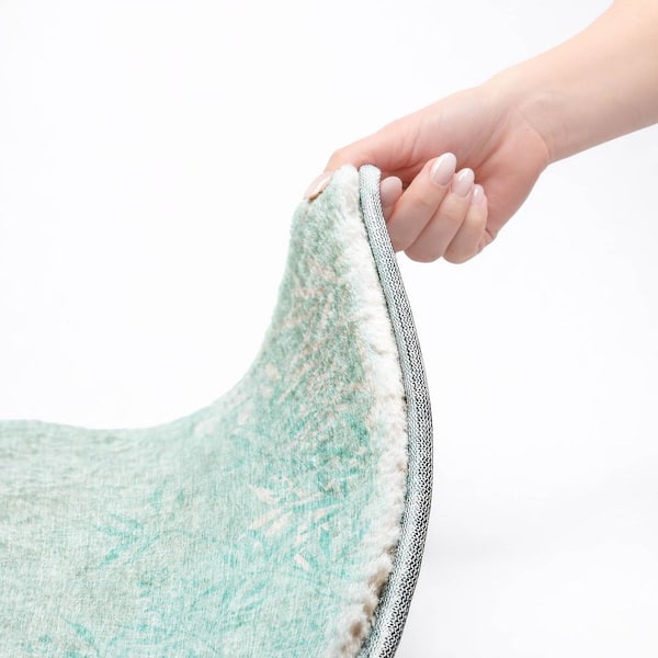 Dream Shag Premium Machine Washable Abstract ADS673 Teal 2 ft. x 7 ft. Runner Rug