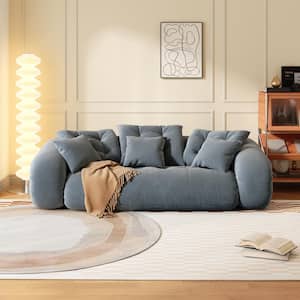 JASIWAY 87.4 in. W Gray Technological Velvet Convertible