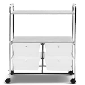 4-Drawer Plastic Rolling Storage Cart Metal Rack Organizer Shelf with Wheels Clear