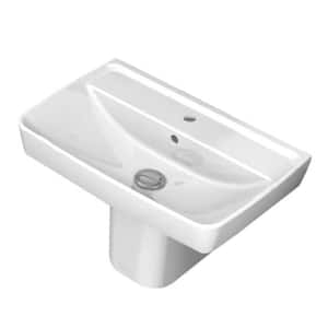 Duru Rectangular Wall Mounted Bathroom Sink in White