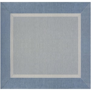 Recife Stria Texture Champagne-Blue 9 ft. x 9 ft. Square Indoor/Outdoor Area Rug
