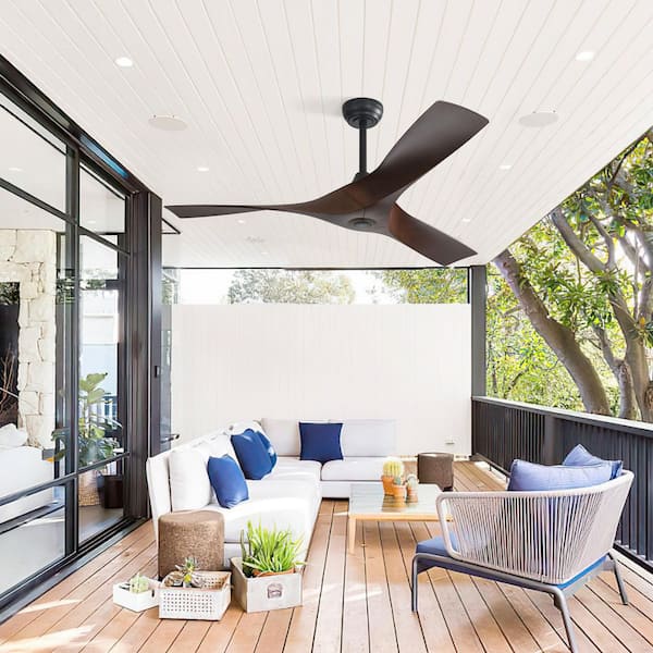 Gloweer 52-Inch Dark Wood Ceiling Fan without Light, 6-Speed