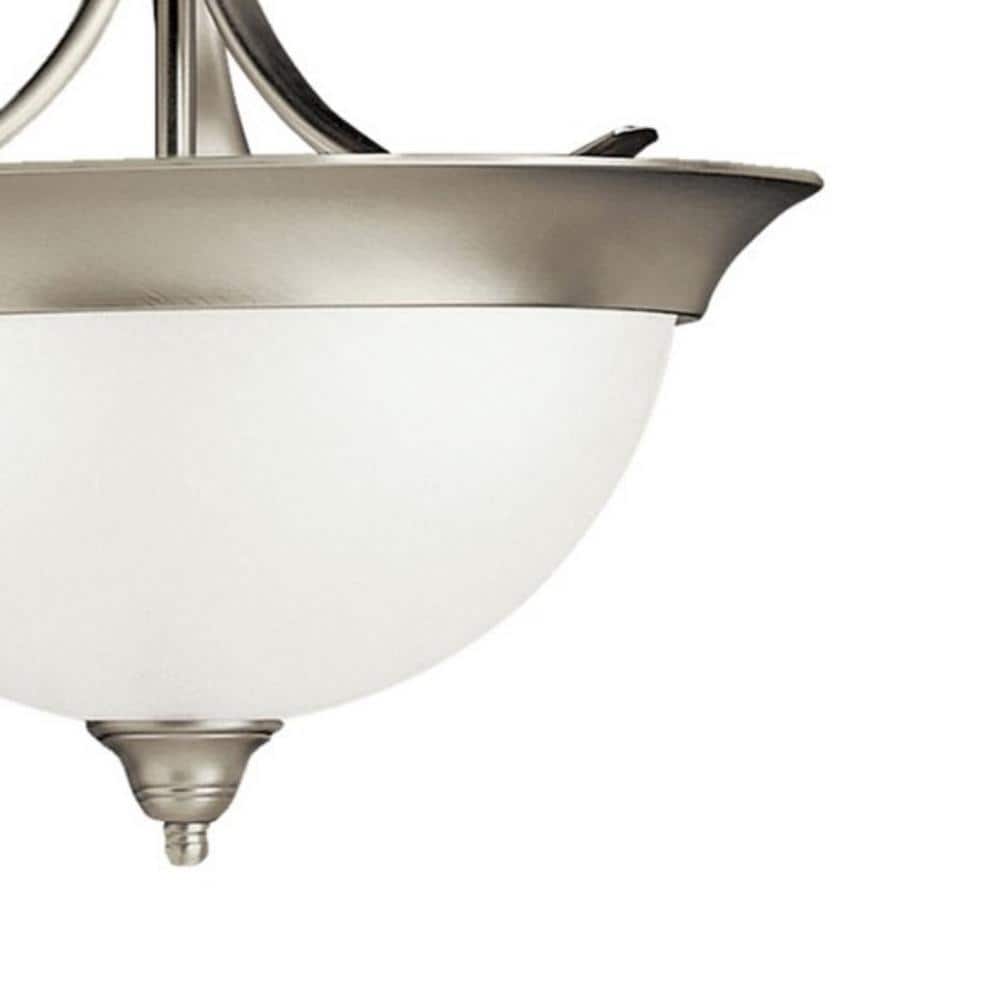 Brushed Nickel 15.25" Etched Seeded Glass Semi-Flush Mount Light
