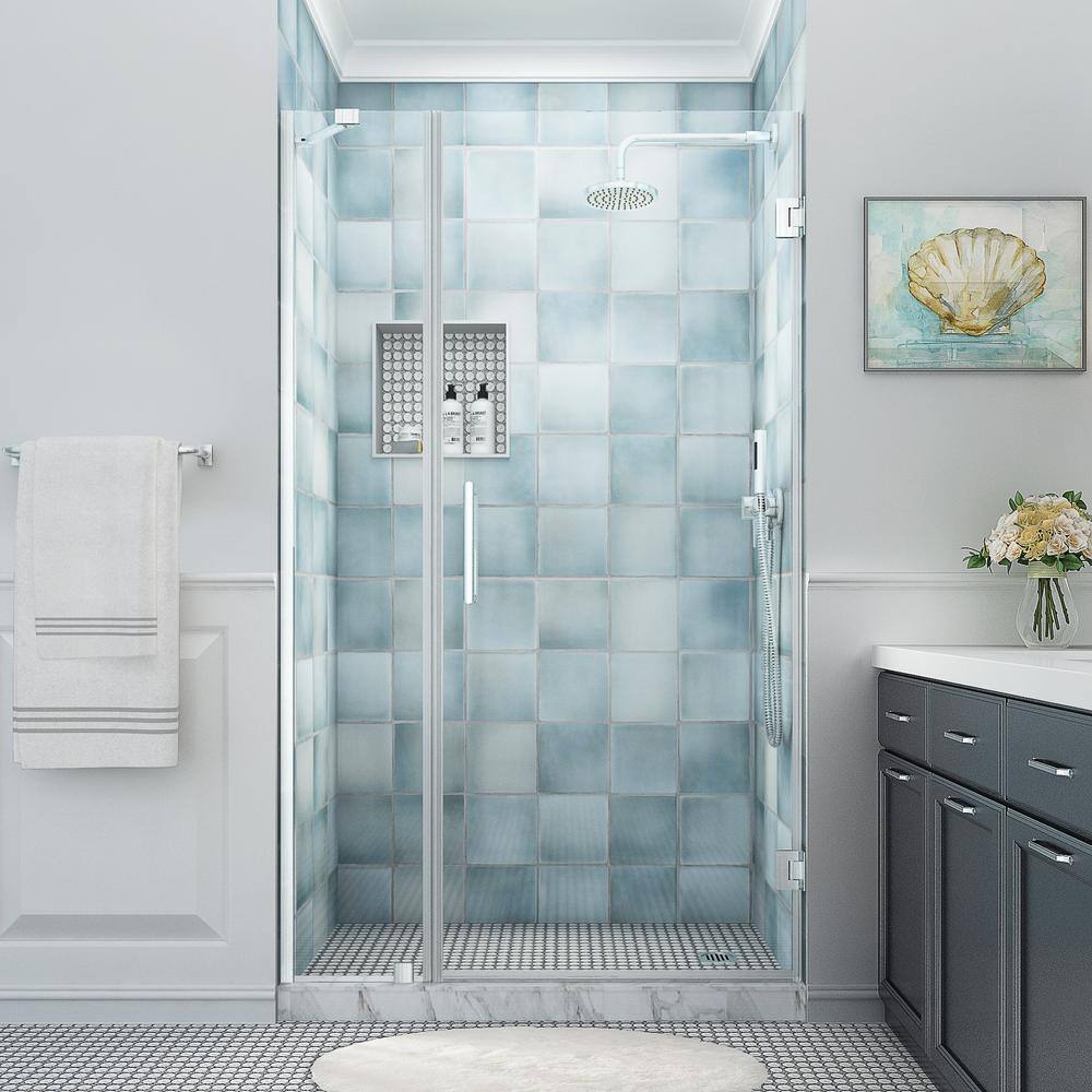Belmore XL 80" High Frameless Hinged Shower Door with Clear Glass