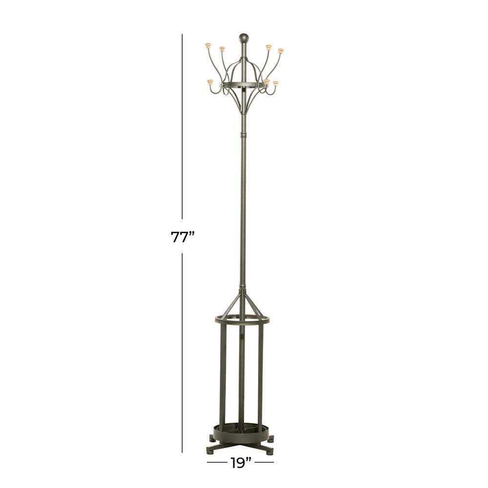 Black Fir Wood and Metal Industrial Coat Stand
