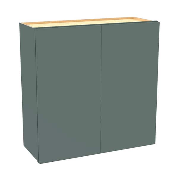 Home Decorators Collection Hargrove 36 in. W x 12 in. D x 36 in. H Assembled Plywood Wall Kitchen Cabinet in Verdant Green with Soft Close