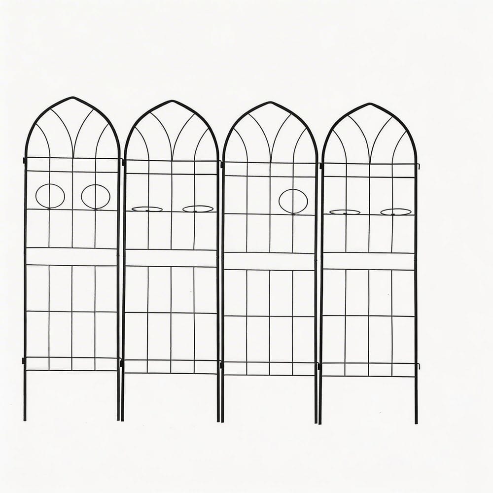 78.7 in. Black Powder-Coated Metal Garden Trellis for Climbing Plants, Rustproof Outdoor Flower Support with Pot Holders price history on PriceWatchPro