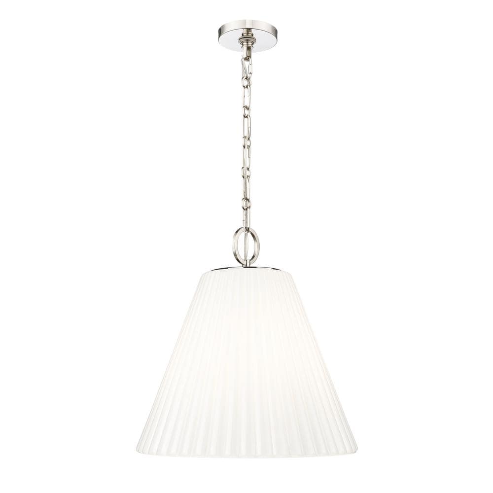 Alaric 60-Watt 3-Light Polished Nickel Pendant-Light with White Glass shade