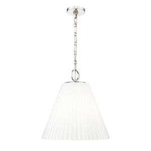 Alaric 60-Watt 3-Light Polished Nickel Pendant-Light with White Glass shade, no bulbs included