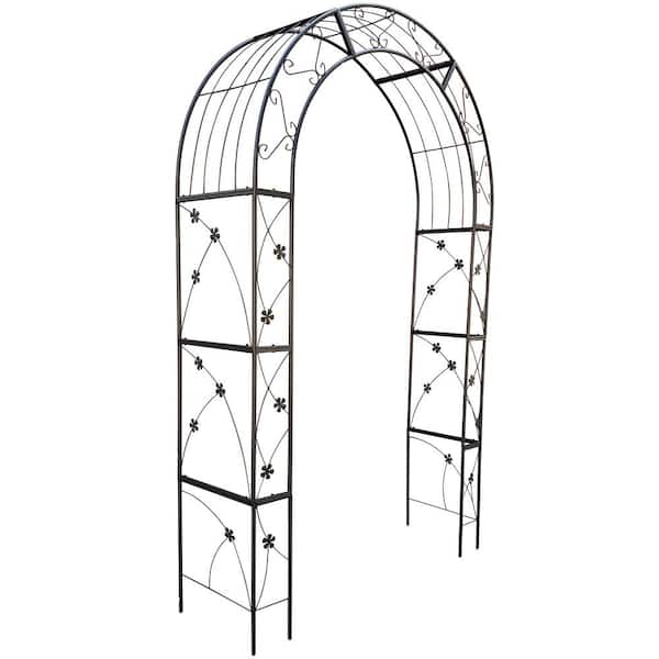 Unbranded 98 in. x 58 in. Metal Outdoor Garden Arbor Trellis Garden Arch Climbing Plants Support Wedding Party Arch in Black