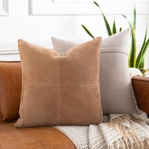 Botner Camel Suede Polyester Fill 20 in. x 20 in. Decorative Pillow