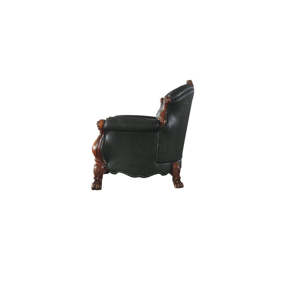 Dresden Cherry Oak Faux Leather Accent Chair with Nail-head Trim