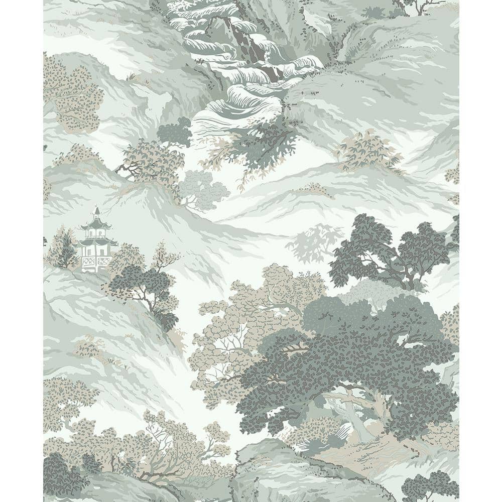 Ordos Light Green Scenic Landscape Paper Wallpaper