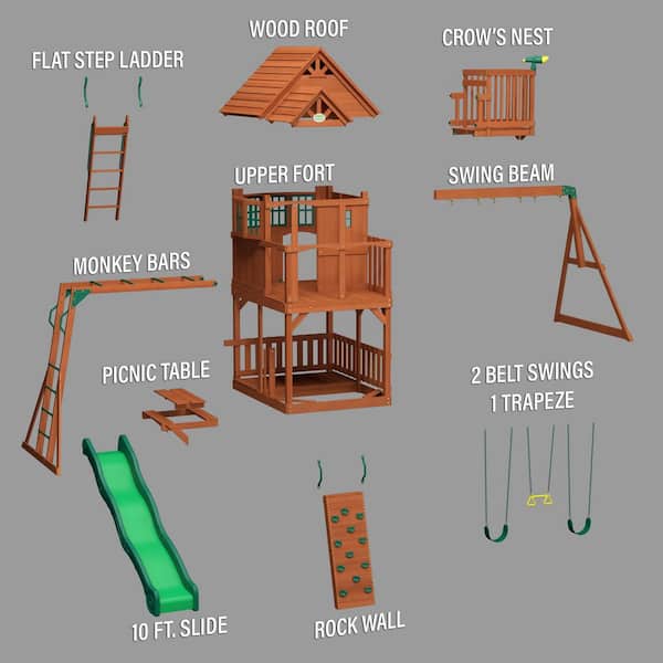 Backyard Discovery Skyfort II Outdoor Playground Set w/ Monkey