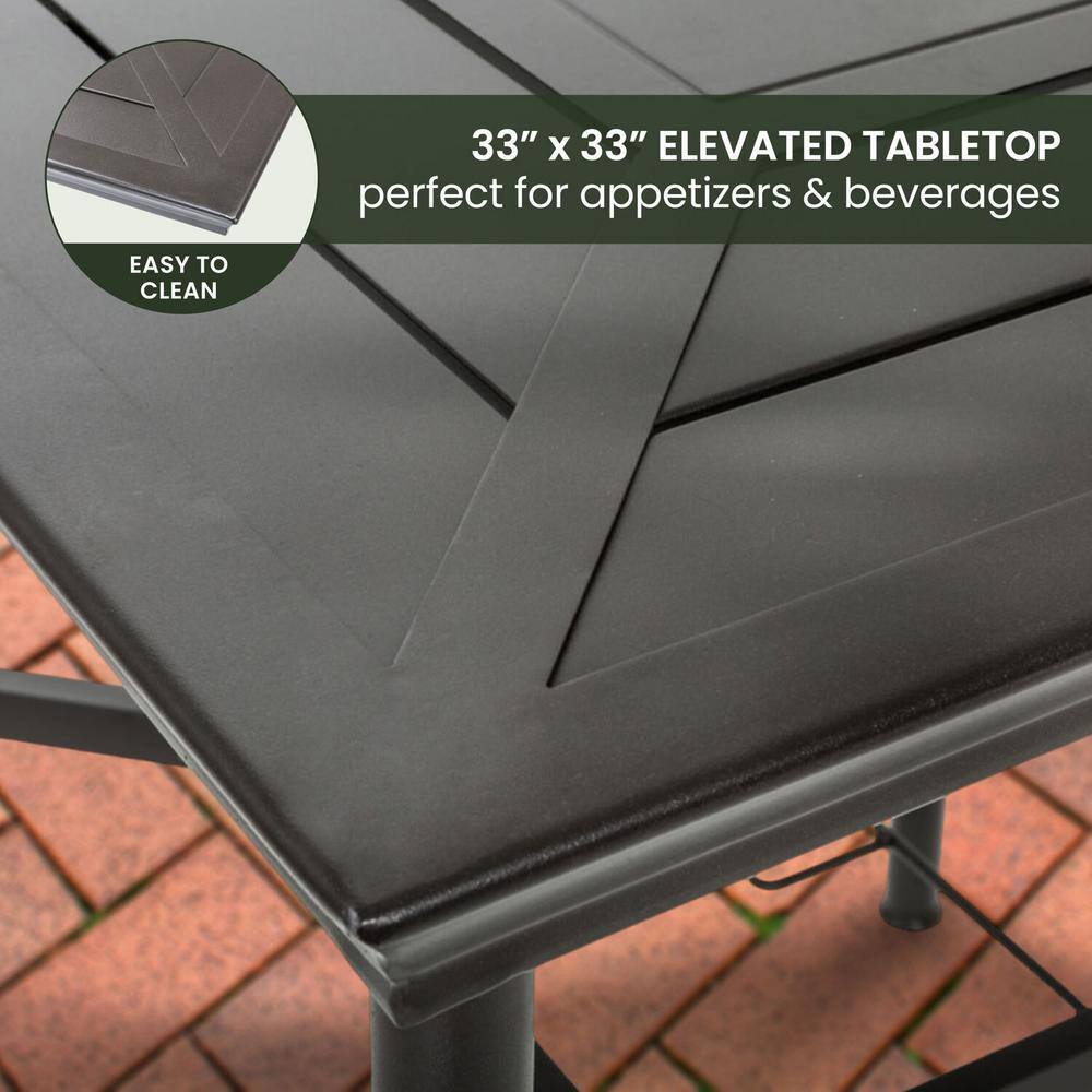 Elegant Navy Blue 3-Piece High-Dining Patio Set with Swivel Chairs