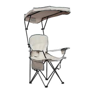 Max Shade Khaki/Gray Folding Chair with Cup Holders