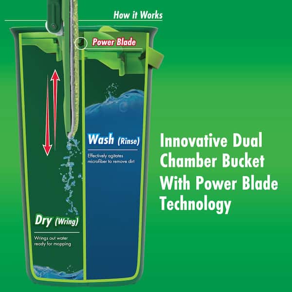 Libman - Rinse 'N Wring Microfiber Flat Mop and Bucket System with Extra Refill Pad