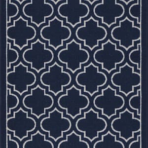 Trellis Navy 26 in. x Your Choice Length Stair Runner