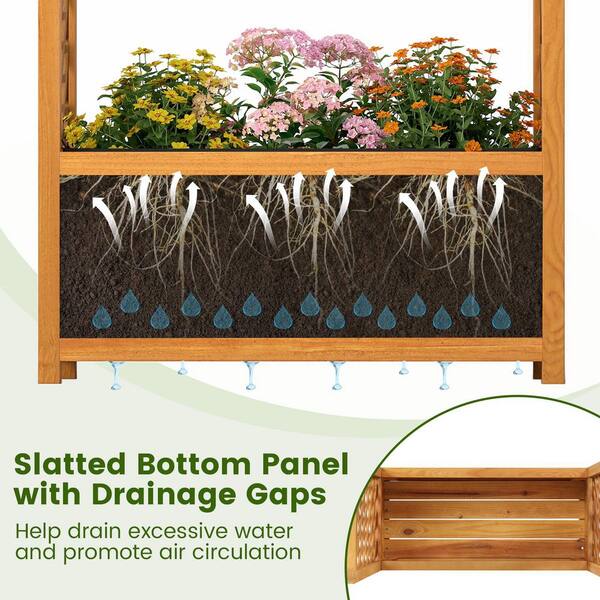 Gymax 2-Pieces 29 in. W Wooden Raised Garden Bed with Lattice