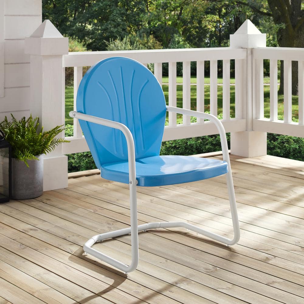 Sky Blue Griffith 34.5'' Sturdy Steel Outdoor Dining Chair
