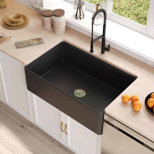 Cheyenne Farmhouse Apron Front Under Mount Composite Granite 31 in. 0-Hole in Single Bowl Farmhouse Sink in Black Cheyenne Farmhouse Apron Front Under Mount Composite Granite 31 in. 0-Hole in Single Bowl Farmhouse Sink in Black