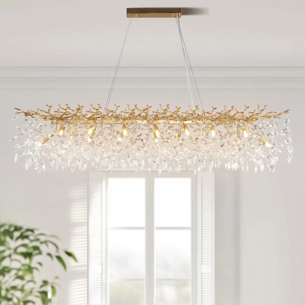 Miles Lightings Modern Chandelier 60 in.16-Lights Gold Luxury