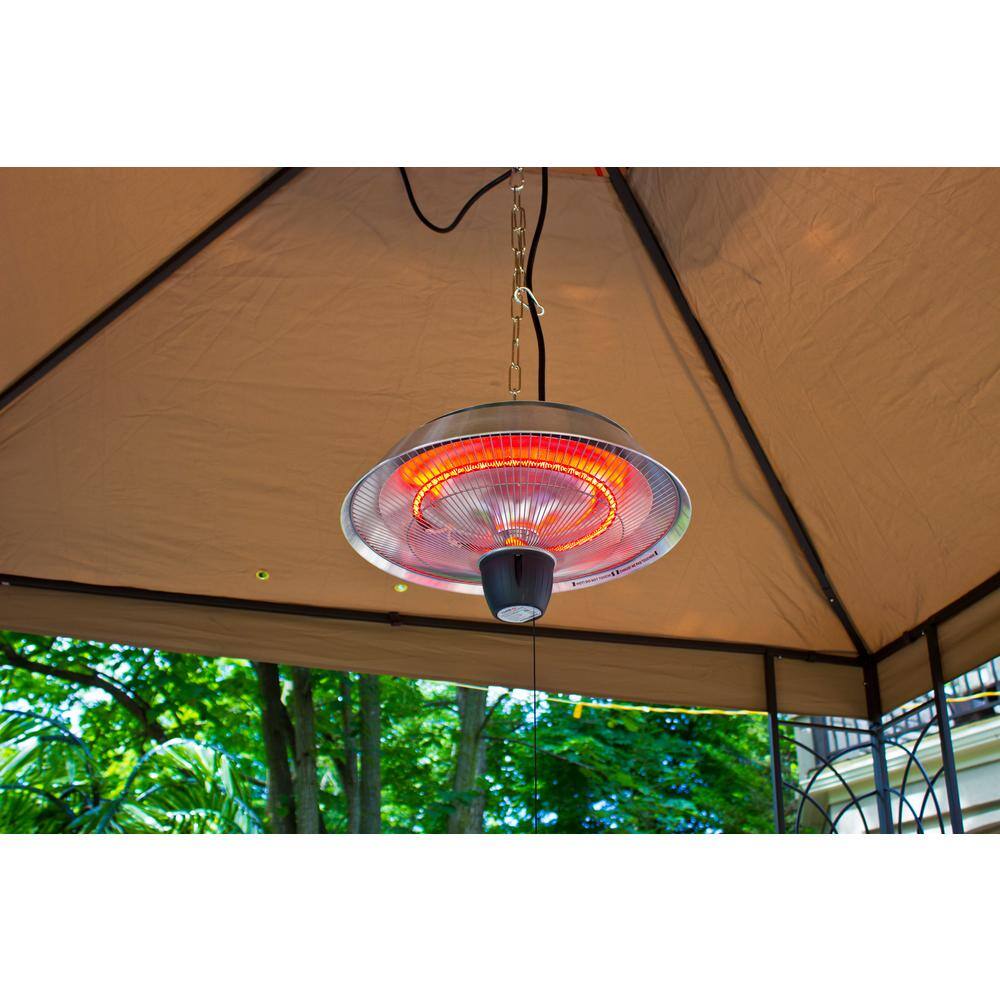 Silver Aluminum and Steel Hanging Infrared Outdoor Heater