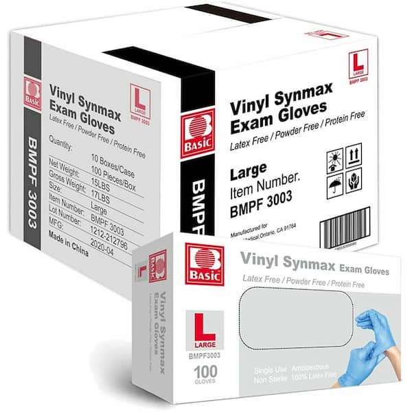 4Mil LARGE Vinyl Material Hybrid Gloves in Blue Color Mult-Purpose [Case of 1000]