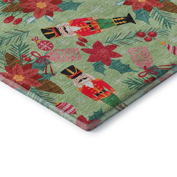 Mayfield Premium Machine Washable Abstract AMF1822 Aloe 2 ft. 3 in. x 7 ft. 6 in. Runner Rug