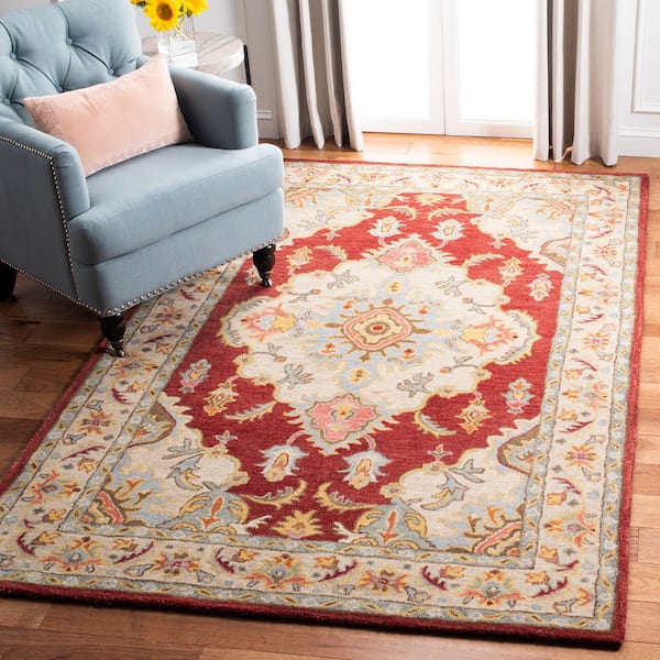 Antiquity 3 ft. x 5 ft. Red/Gray Traditional Medallion Area Rug
