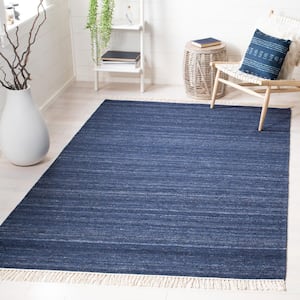 Kilim Navy/Blue Doormat 3 ft. x 5 ft. Solid Color Gradient Area Rug