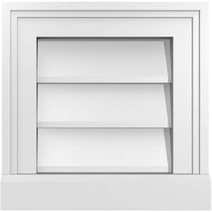 12 in. x 12 in. Vertical Surface Mount PVC Gable Vent: Decorative with Brickmould Sill Frame